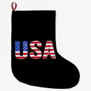 Calcetín Navideño Grande Camiseta USA Bandera Americana Patriótica Hombres