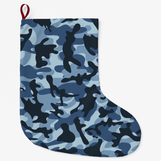 Calcetín Navideño Grande Camuflaje azul (Anverso)