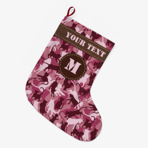 Calcetín Navideño Grande Camuflaje rosado de gatos