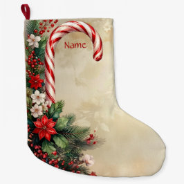 Calcetín Navideño Grande Candy Cane Christmas Holiday Stocking