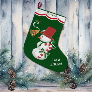 Calcetín Navideño Grande Candy Cane Snowman