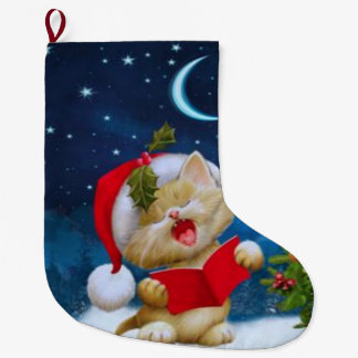 Calcetín Navideño Grande Cantando gato
