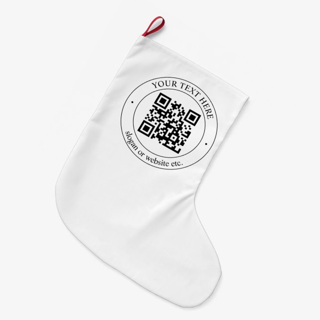 Calcetín Navideño Grande Cargar tu propio código QR y texto de Personalizab (Frente (Colgado))