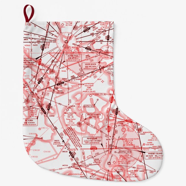 Calcetín Navideño Grande Carta de Ruta de Baja Altitud (Anverso)