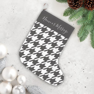 Calcetín Navideño Grande Cartuela blanca y negra clásica moderna