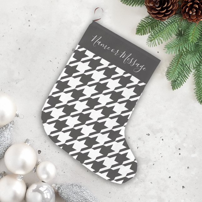 Calcetín Navideño Grande Cartuela blanca y negra clásica moderna (Subido por el creador)