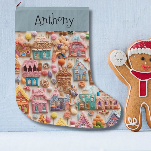Calcetín Navideño Grande Casa de Gingerbread (Subido por el creador)