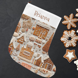 Calcetín Navideño Grande Casa de los navidades Gingerbread