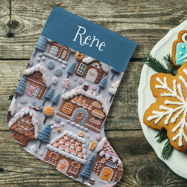 Calcetín Navideño Grande Casa de pan de jengibre grandes Navidades de pie (Subido por el creador)