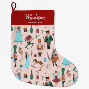 Calcetín Navideño Grande Cascanueces de ballet de Navidad rosa