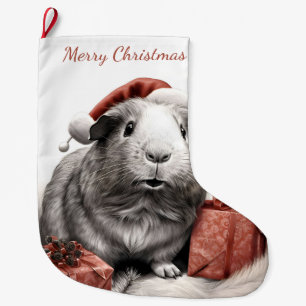 Calcetín Navideño Grande Cerdo de Santa Guinea