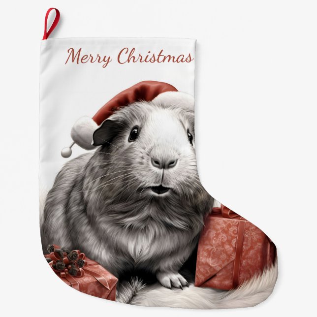 Calcetín Navideño Grande Cerdo de Santa Guinea (Anverso)