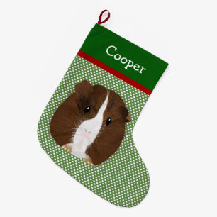 Calcetín Navideño Grande Cerdo Personalizado Marrón, Blanco Y Negro De Gui