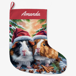 Calcetín Navideño Grande Cerdos de Santa Guinea grandes Navidades alzados