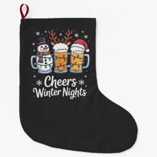 Calcetín Navideño Grande Cervezas Noches de Invierno Amantes de la Cerveza 