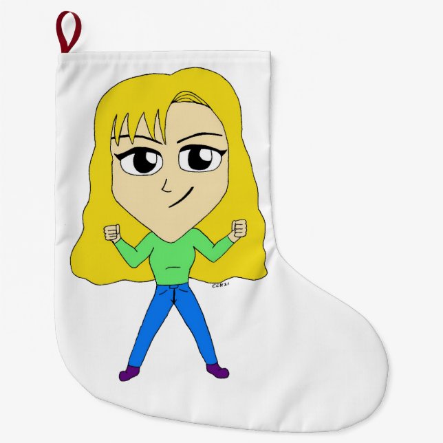 Calcetín Navideño Grande chibi (Anverso)