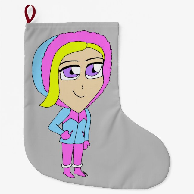 Calcetín Navideño Grande chibi (Anverso)