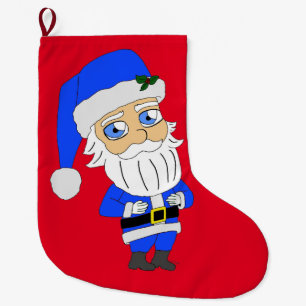 Calcetín Navideño Grande Chibi Blue Suit Santa