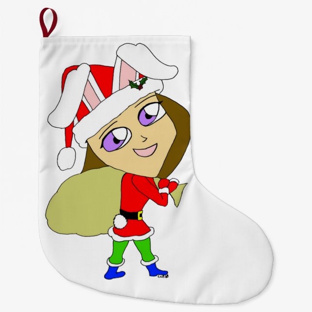Calcetín Navideño Grande chibi bunnygirl (Anverso)