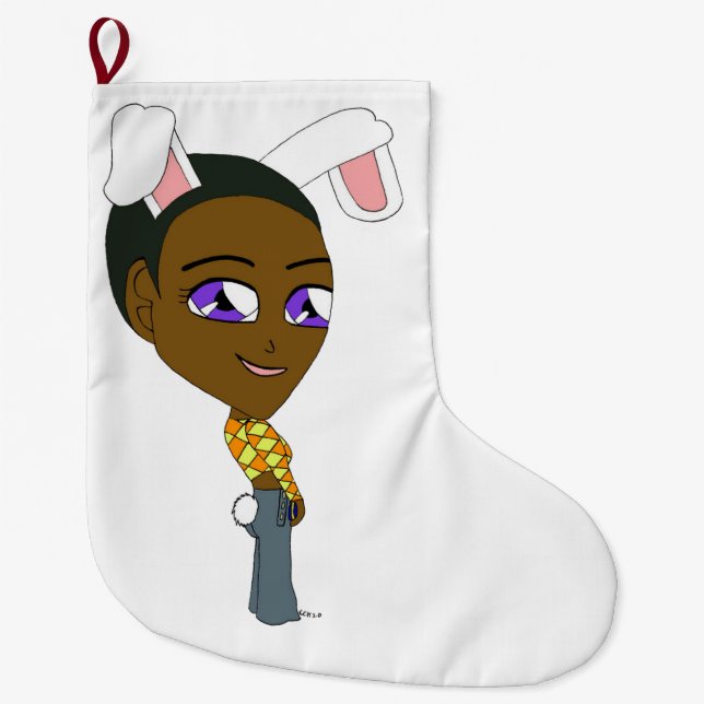 Calcetín Navideño Grande chibi bunnygirl (Anverso)