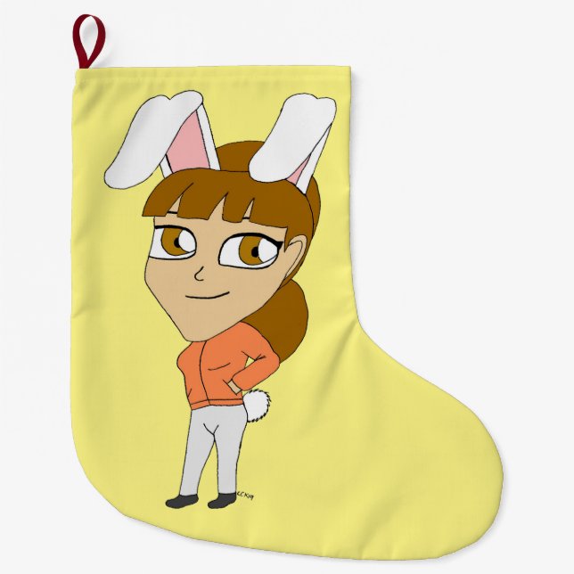 Calcetín Navideño Grande chibi bunnygirl (Anverso)