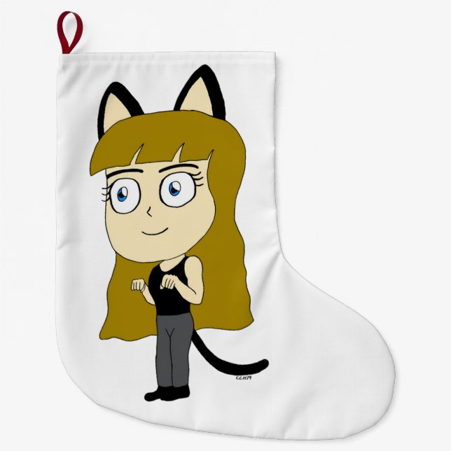 Calcetín Navideño Grande chibi catgirl (Anverso)