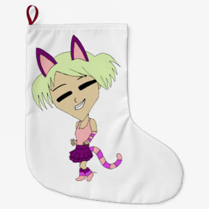 Calcetín Navideño Grande chibi catgirl