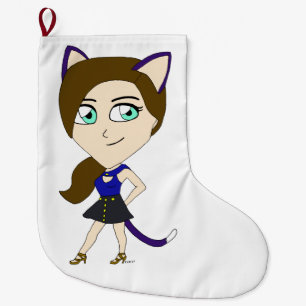 Calcetín Navideño Grande chibi catgirl