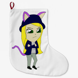 Calcetín Navideño Grande chibi catgirl