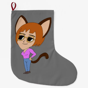 Calcetín Navideño Grande chibi catgirl