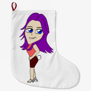 Calcetín Navideño Grande chibi chica con cola de conejo