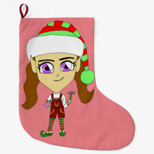 Calcetín Navideño Grande chibi elf