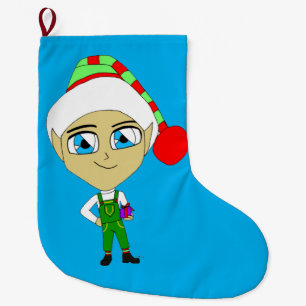 Calcetín Navideño Grande chibi elf