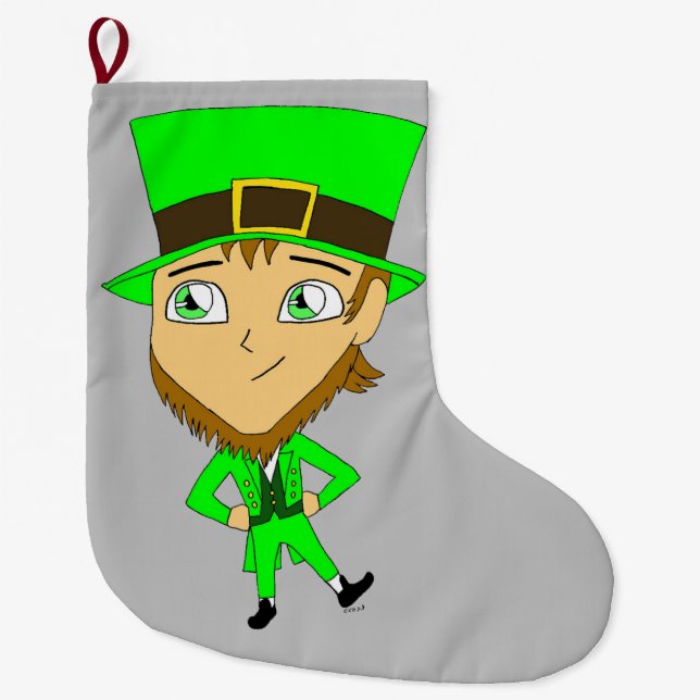 Calcetín Navideño Grande chibi leprechaun (Anverso)