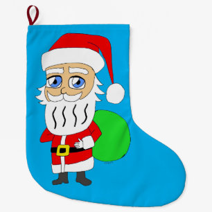 Calcetín Navideño Grande Chibi Santa Claus