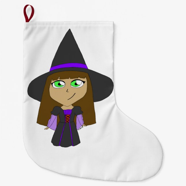 Calcetín Navideño Grande chibi witch (Anverso)