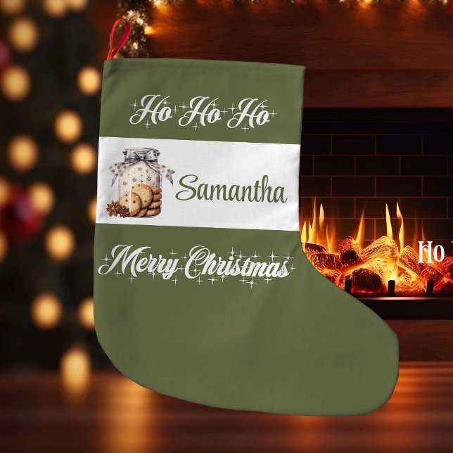 Calcetín Navideño Grande Chic earthy pastel tones personalized christmas  (Chic earthy pastel tones personalized christmas stocking

)