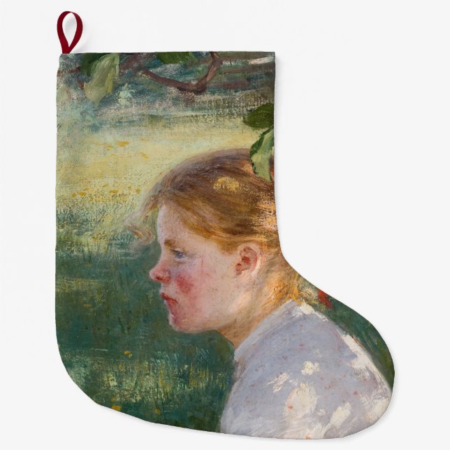 Calcetín Navideño Grande Chica bajo el árbol de manzanas (por Danielson-Gam (Anverso)