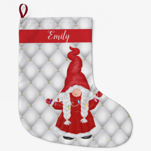 Calcetín Navideño Grande Chica de Navidades inteligentes Gnome personalizad