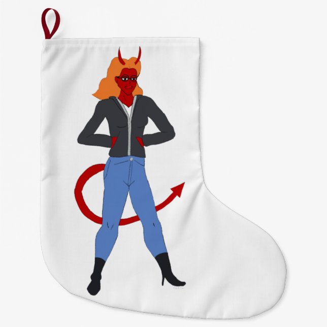 Calcetín Navideño Grande chica diablo (Anverso)