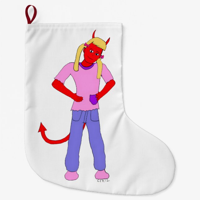 Calcetín Navideño Grande chica diablo (Anverso)