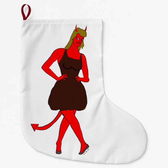 Calcetín Navideño Grande chica diablo (Anverso)