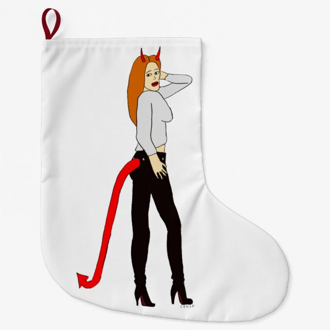 Calcetín Navideño Grande chica diablo (Anverso)