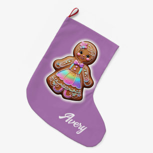 Calcetín Navideño Grande Chica Gingerbread