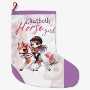Calcetín Navideño Grande Chica Personalizada de Caballo de Dressage Navidad