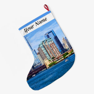 Calcetín Navideño Grande Chicago IL - Vista desde el lago Michigan