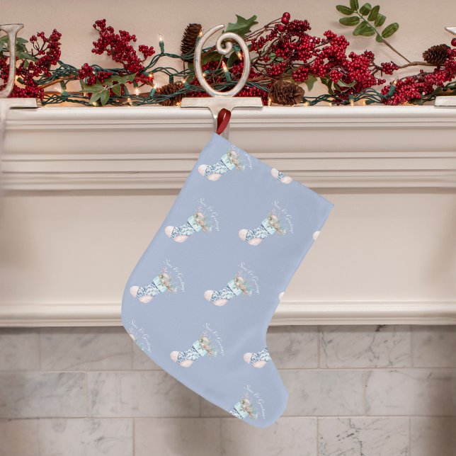 Calcetín Navideño Grande Chinoiserie azul polvoriento (Chinoiserie stocking dusty blue)