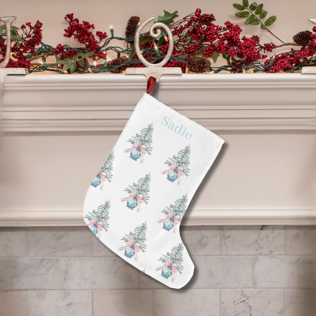 Calcetín Navideño Grande Chinoiserie Driftwood Christmas Tree Pot (Chinoiserie Driftwood Christmas Tree Pot Large Christmas Stocking)