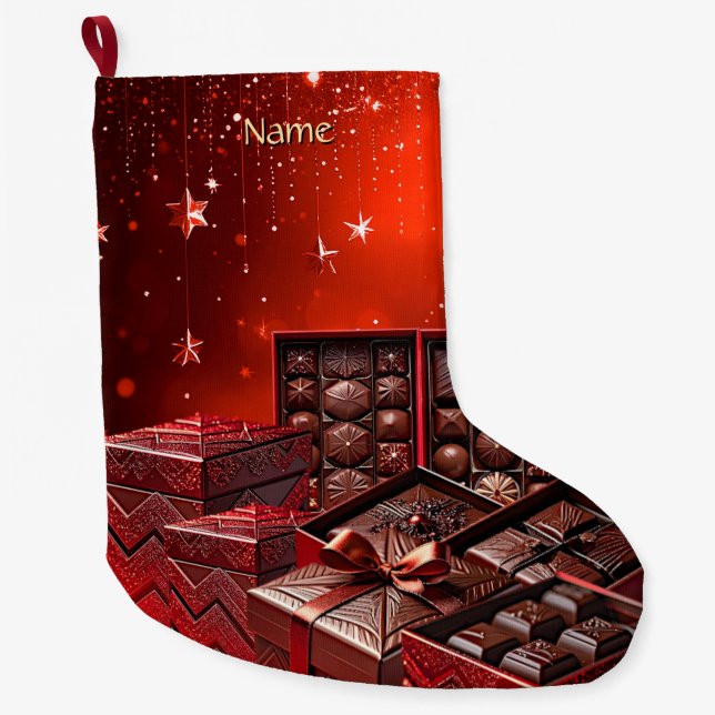 Calcetín Navideño Grande Chocolate Candy Holiday Stocking (Anverso)