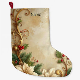 Calcetín Navideño Grande Christmas Floral Holiday Stocking
